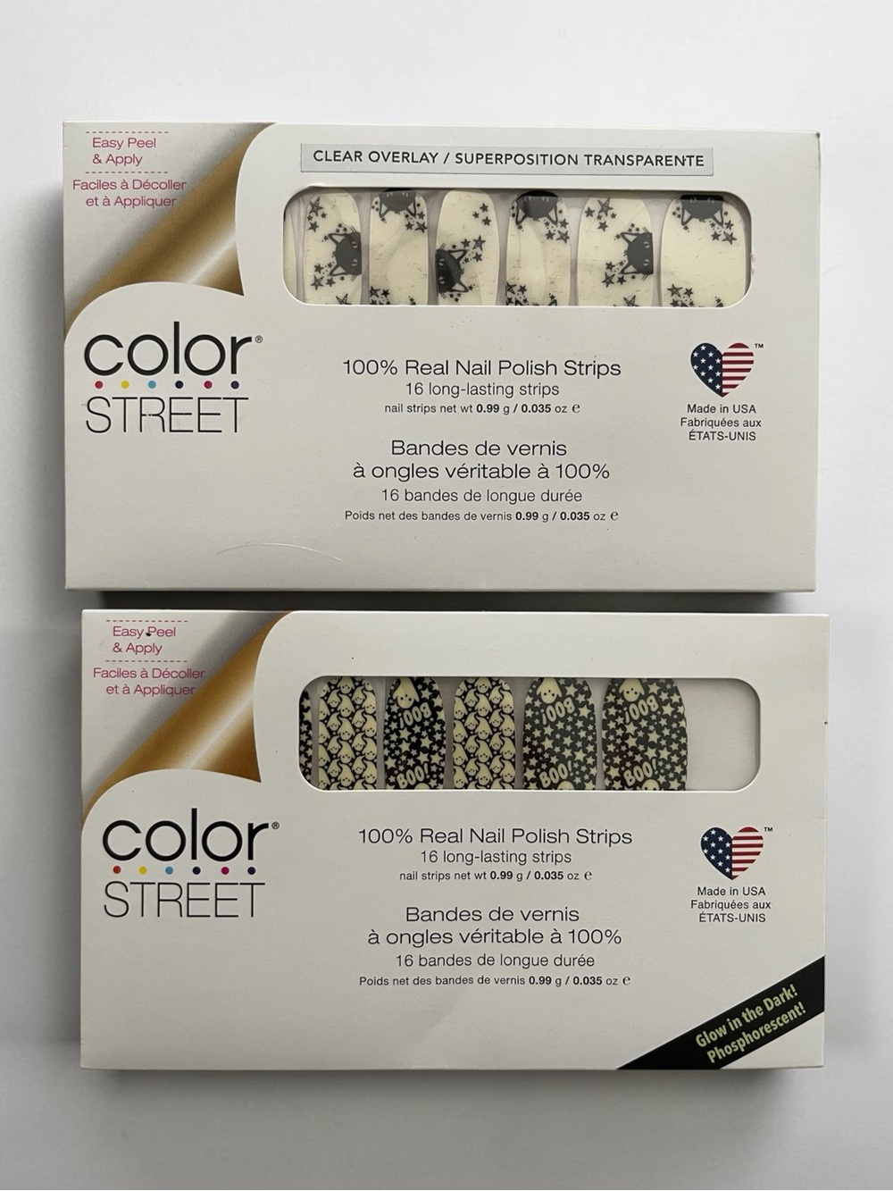 Bundled: Color Street Black & Cream Nail Polish Strips - Star & Pattern Designs